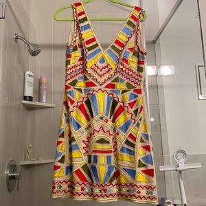 Gianni Bini Ariana Geometric Beaded Sleeveless Sheath Formal Dress